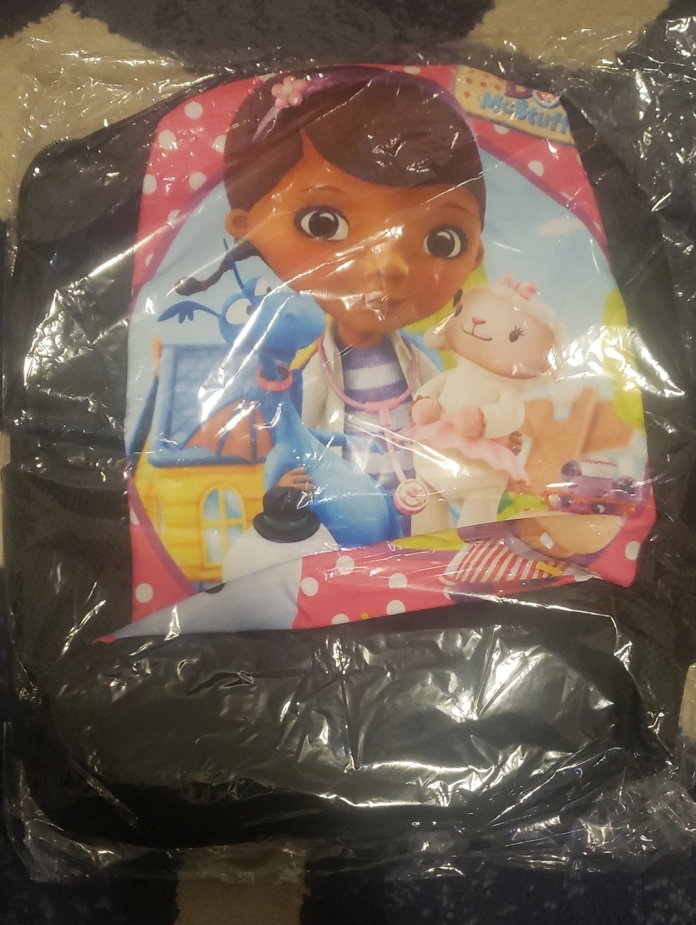 Kids Doc McStuffin Backpack with Colorful Cartoon Character Print